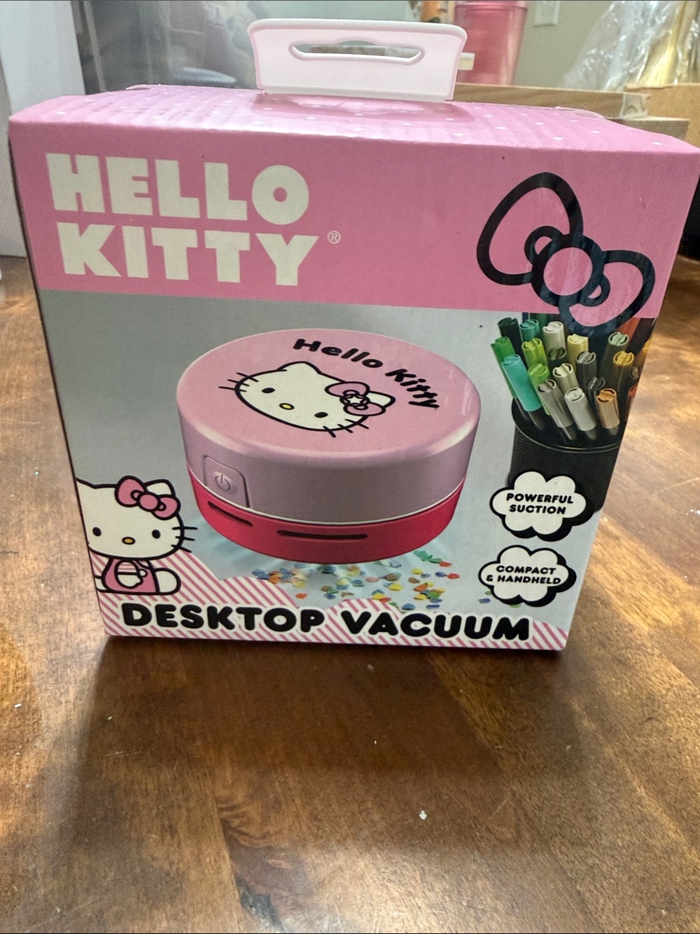 New Hello Kitty Pink and Hot Pink Mini Desktop Vacuum Cleaner - Picture 2 of 6
